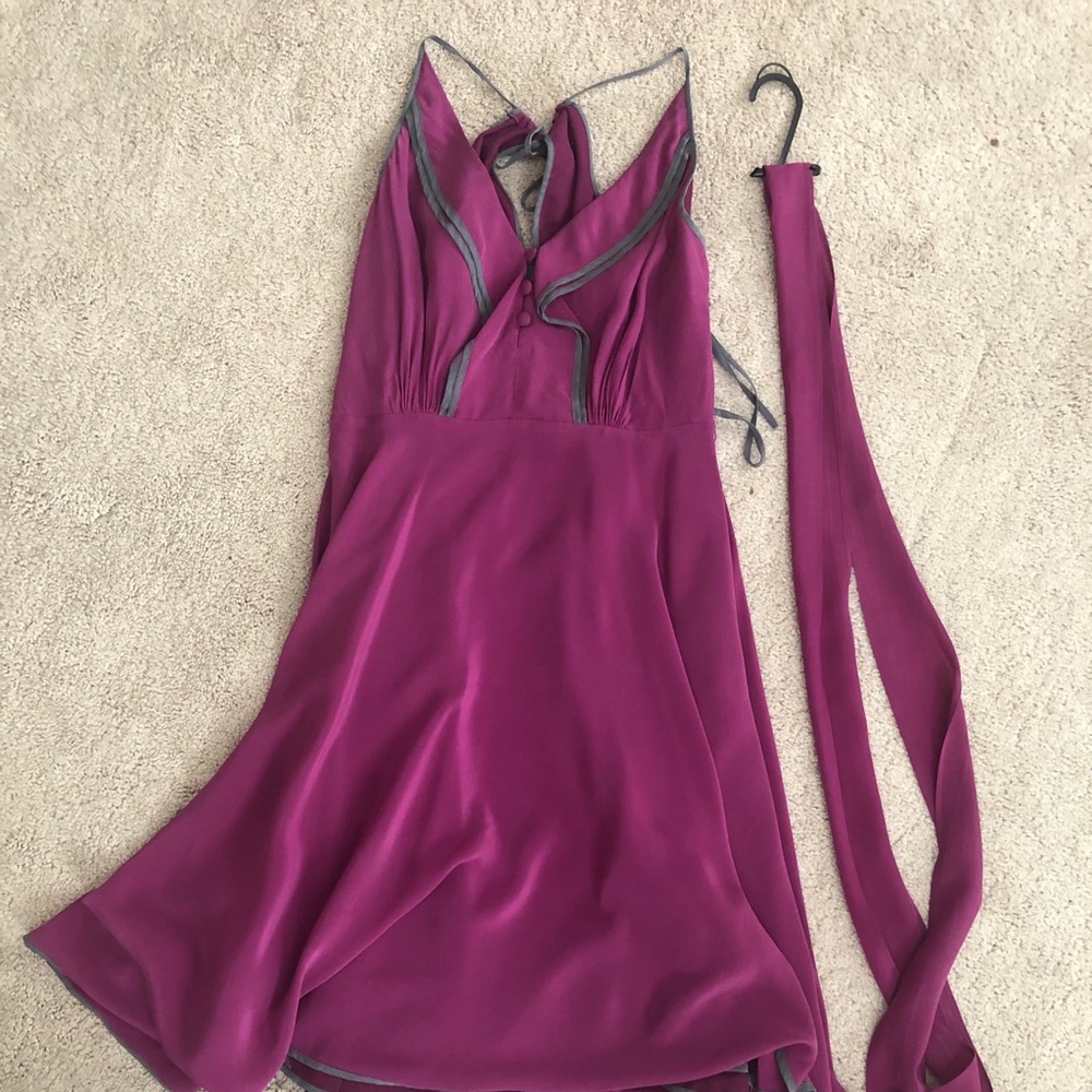 Anthro Purple Silk Midi Dress